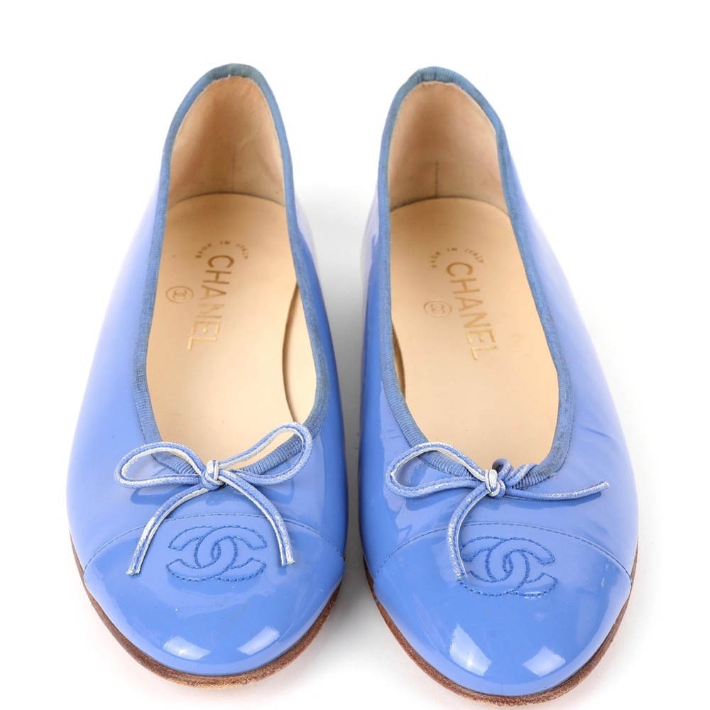 Chanel Electric Blue Patent Ballet Flats sz8